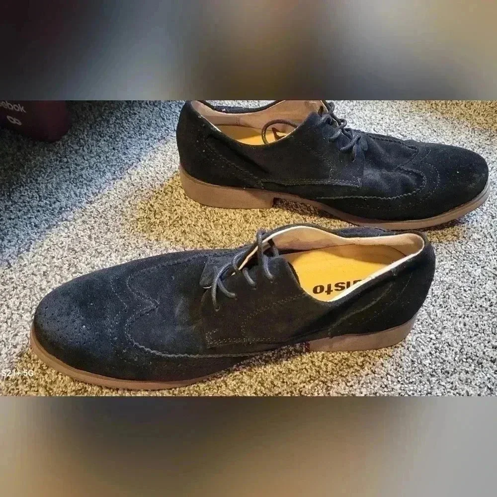 Kunsto Mens Classic Oxford Suede Dress Shoes Wingtip Lace Up mens size 10.5